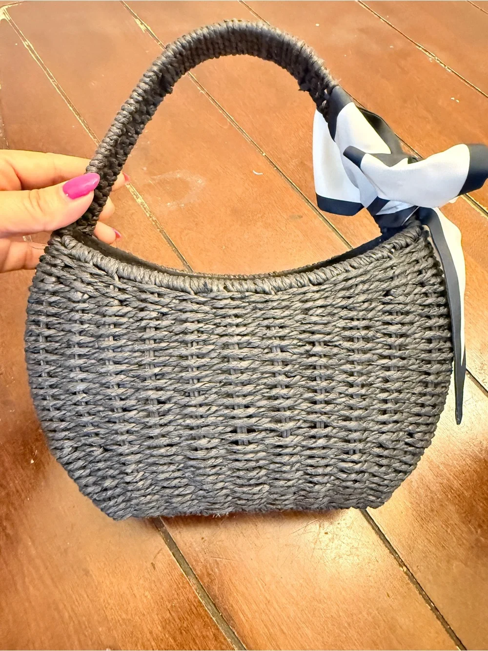 a new day Gray Woven Shoulder Bag with Scarf Accent